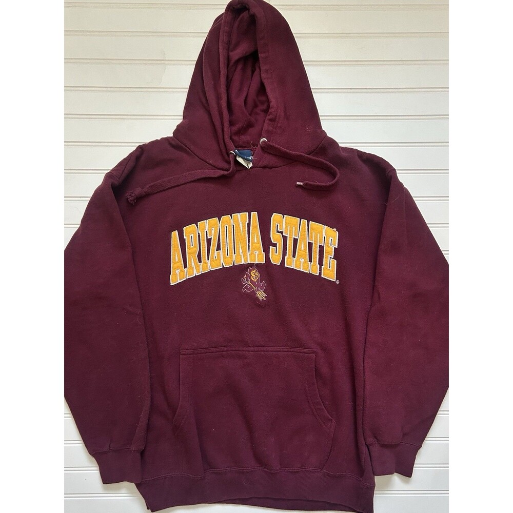 ASU Arizona State University Sun Devils Hoodie Sweatshirt Size Large Maroon NCAA
